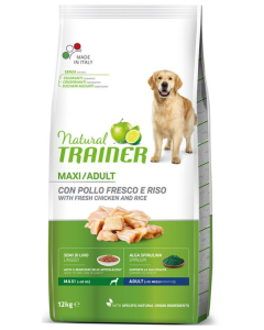 Natural Trainer Cane Adult Maxi con Pollo Fresco e Riso Crocchette  12 kg