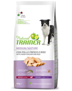 Natural Trainer Cane Mature Medium con Pollo Fresco e Riso Crocchette