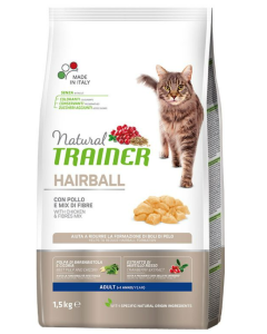 Natural Trainer Gatto Adult Hairball con Pollo Crocchette