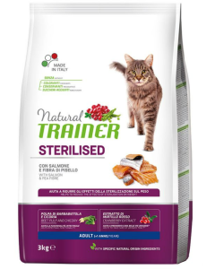 Natural Trainer Gatto Adult Sterilizzato con Salmone Crocchette