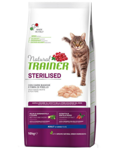 Natural Trainer Gatto Adult Sterilizzato con Tacchino Crocchette