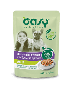 Oasy Cane Adult Straccetti con Tacchino e Verdure in Salsa Busta 100 gr