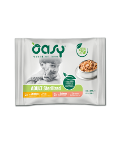 Oasy Gatto Sterilizzato Multipack Pollo e Salmone 4 pz x 85 gr