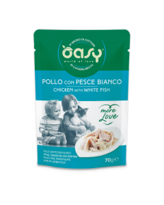 Oasy More Love Gatto Adulto Pollo con Pesce Bianco Busta 70 gr