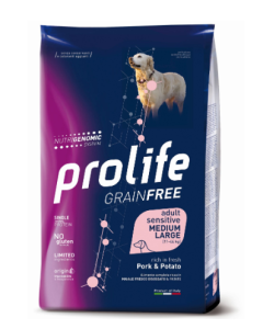 Prolife Grainfree Cane Adult Medium Large Sensitive Monoproteico Maiale Crocchette