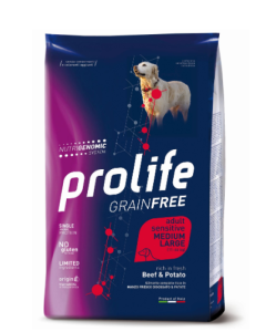 Prolife Grainfree Cane Adult Medium Large Sensitive Monoproteico Manzo Crocchette