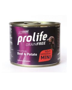 Prolife Grain Free Cane Adult Sensitive Mini Manzo con Patate Lattina 200 gr