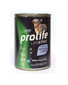 Prolife Lifestyle Cane Mature Medium/Large Pesce Bianco con Riso Lattina 400 gr