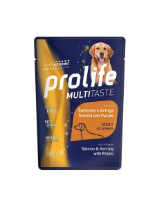 Prolife Multitaste Cane Adult All Breeds Salmone e Aringa con Patate Busta 300 gr