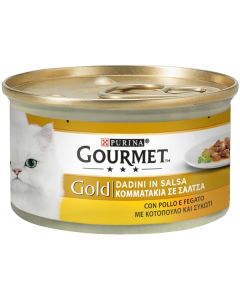 Purina Gourmet Gold Dadini in Salsa Gatto Adulto Pollo e Fegato Lattina 85 gr