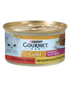 Purina Gourmet Gold Intrecci Gatto Adulto Manzo e Pollo Lattina 85 gr