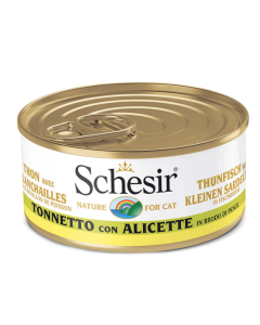 Schesir Gatto Adulto Tonnetto con Alicette in Brodo di Pesce Lattina 70 gr