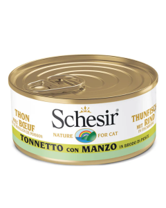 Schesir Gatto Adulto Tonnetto con Manzo in Brodo di Pesce Lattina 70 gr