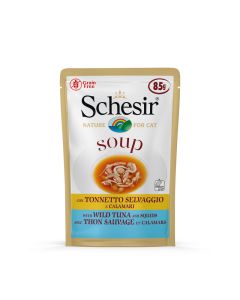 Schesir Gatto Soup con Tonnetto Selvaggio e Calamari Busta 85 gr