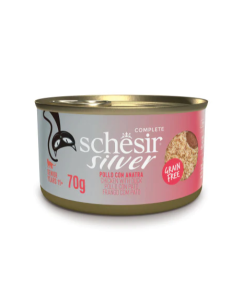 Schesir Silver Gatto Senior Pollo con Anatra in Brodo Lattina 70 gr