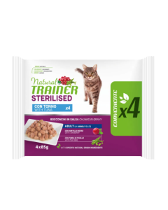 Natural Trainer Gatto Sterilizzato Bocconcini di Tonno in Salsa Multipack 4 pz x 85 gr