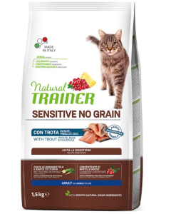 Natural Trainer Gatto Adult Sensitive No Grain Monoproteico con Trota Crocchette